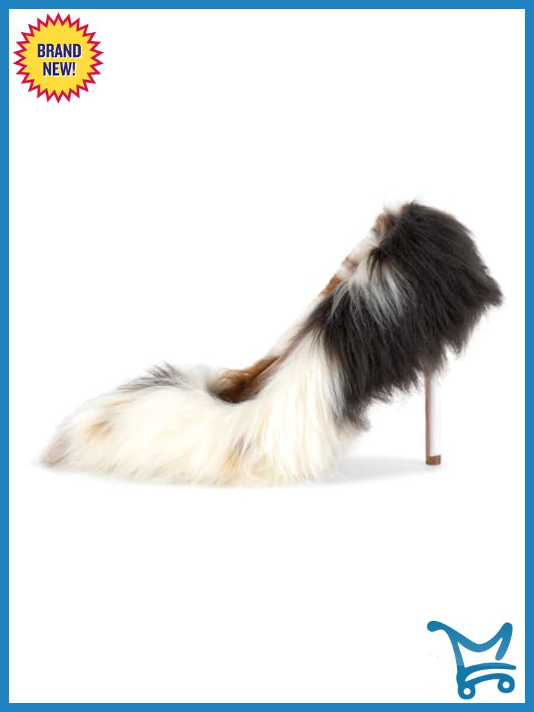 Womens Fur Feather Pointed Toe Pull On Pumps Stilettos 4-Inch Heel